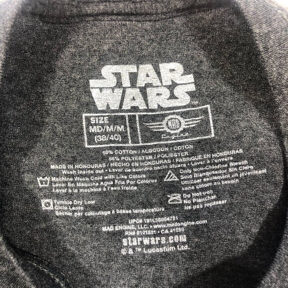 NWOT STAR WARS VADER Short Sleeve Grey Mens T-Shirt Pullover Gray Shirt Size Med - Picture 3 of 11
